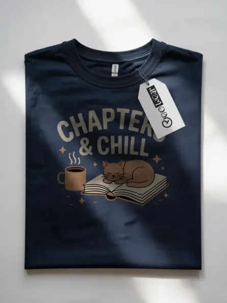 Cozy Reading T-Shirt – Chapters and Chill Cat Lover Tee - Image 7