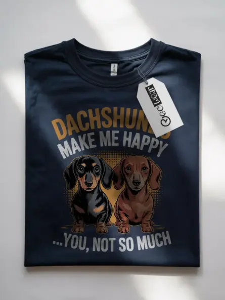 Dachshunds Make Me Happy Shirt – Funny Wiener Dog Graphic Tee - Image 10
