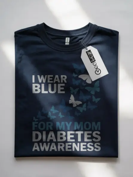Diabetes Awareness Mom Shirt – Beautiful Blue Butterfly Support Tee - Image 10