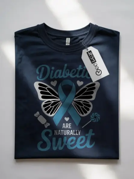 Sweet Diabetes Awareness T Shirt – Blue Ribbon Butterfly Tee - Image 10