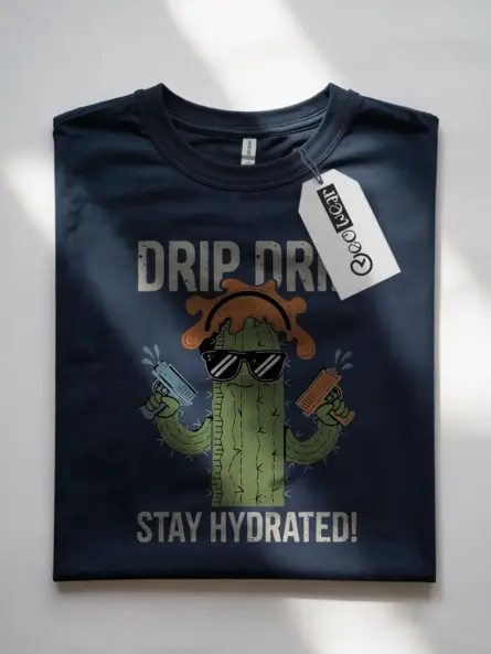 Drip Drip Cactus T-Shirt Stay Hydrated Meme Tee - Image 7