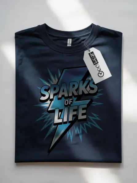 Electrician Motivational T-Shirt – Sparks of Life Blue Lightning Design - Image 7