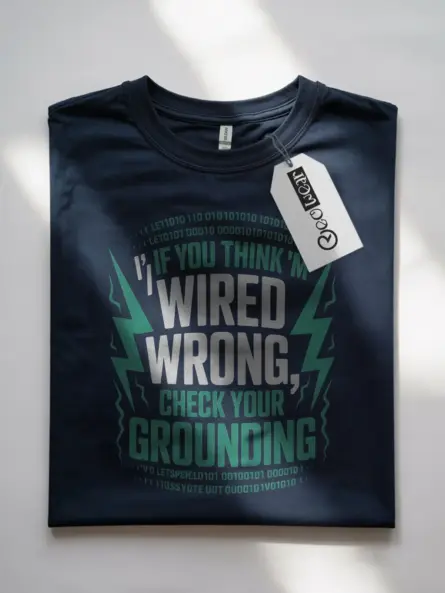 Electrician Pun T-Shirt – Wired Wrong Grounding Joke Gift for Coders - Image 7