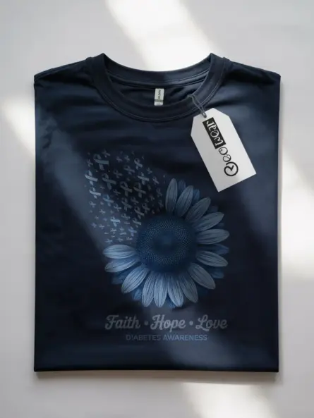 Faith Hope Love Diabetes Shirt – Beautiful Blue Sunflower Awareness Tee - Image 7