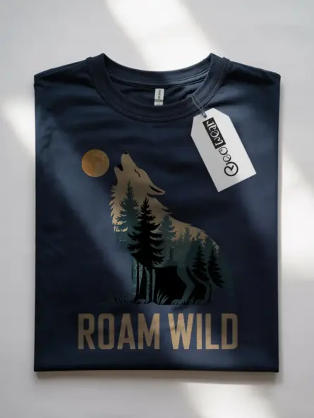 Forest Wolf Silhouette T-Shirt Roam Wild Design - Image 7