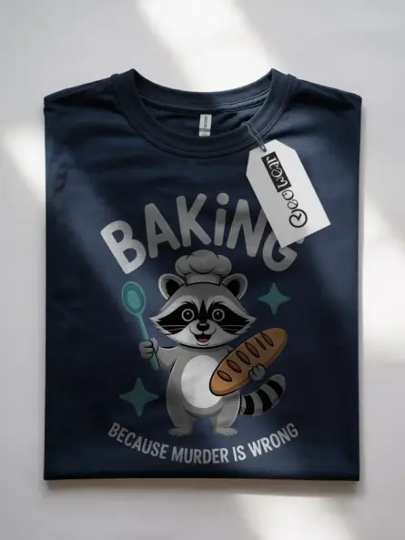 Funny Baking T Shirt – Dark Humor Raccoon Graphic Tee - Image 7