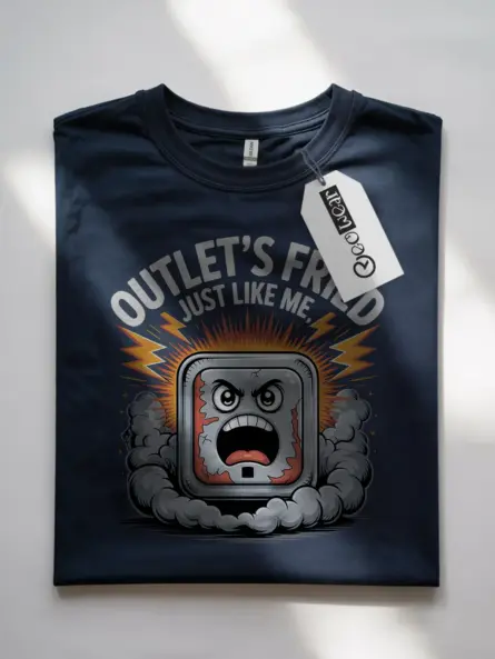 Funny Burnout Electrician T-Shirt with Cartoon Outlet - Image 11