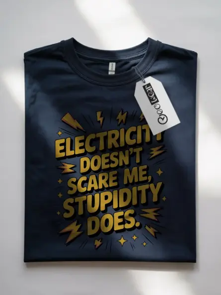 Funny Electrician Quote T-Shirt Stupidity Does Design - Image 7
