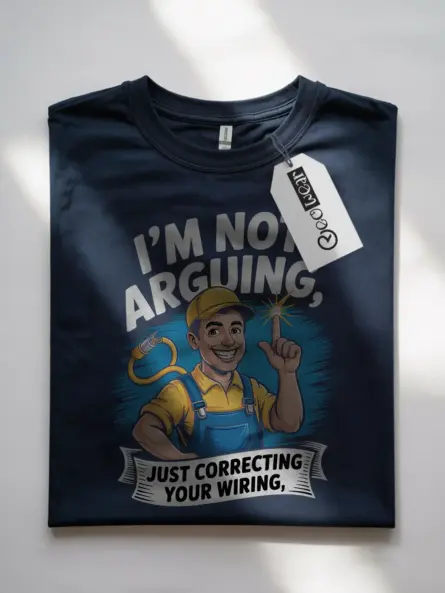 Navy shirt on tradesman model cartoon electrician t-shirt for men