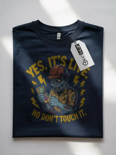 Funny Electrician Warning T-Shirt - YES, IT'S LIVE No Don’t Touch It - Image 7