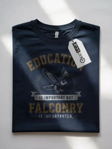 Funny Falconry T-Shirt – Education Is Importanter Graphic Tee - Image 4