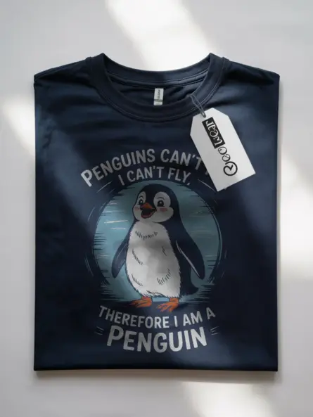 Funny Penguins Can’t Fly T-Shirt – Cute Cartoon Penguin Graphic Tee - Image 7
