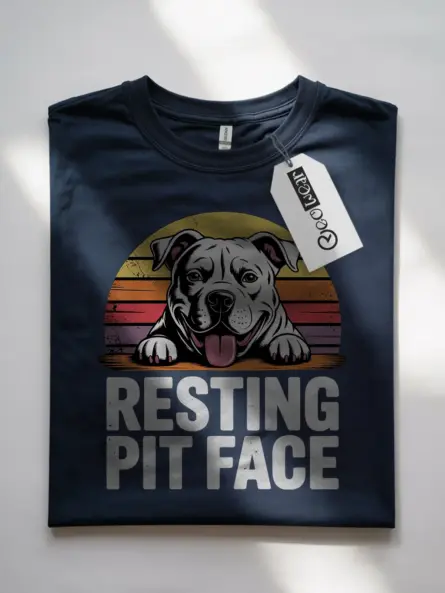Funny Pitbull Shirt – Resting Pit Face Retro Dog Tee - Image 7