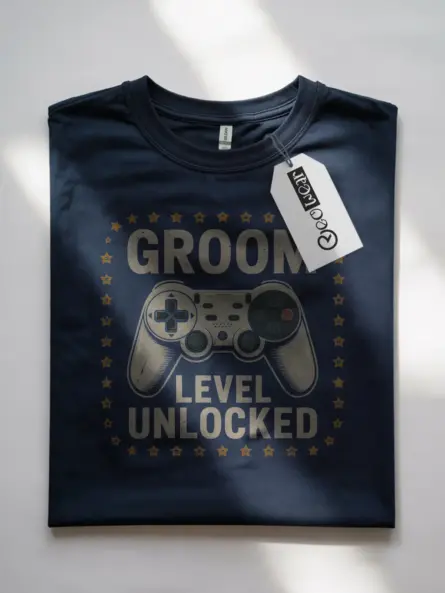 Groom Level Unlocked Gamer Wedding T-Shirt for Fiancé | Funny PlayStation Style Tee - Image 10