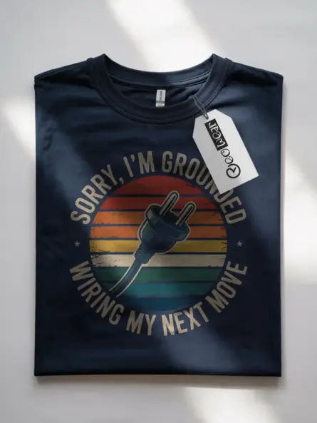 Grounded Electrician T-Shirt – Vintage Hard Hat Design - Image 7