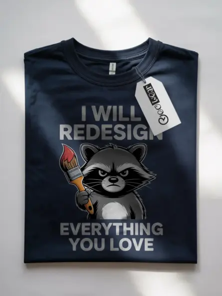 Grumpy Raccoon T-Shirt for Creatives – Funny Graphic Designer Gift - Image 7