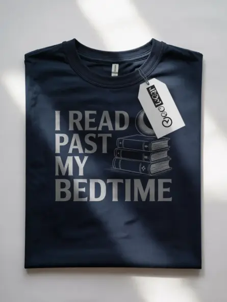Charming I Read Past My Bedtime T-Shirt – Moon & Books Graphic Tee for Night Owl Readers - Image 7