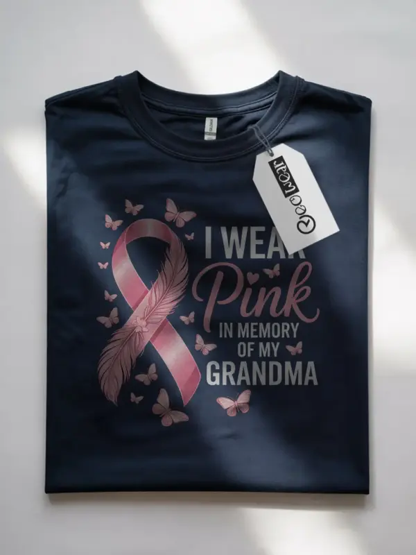 navy flatlay – navy flatlay grandma breast cancer awareness shirt back
