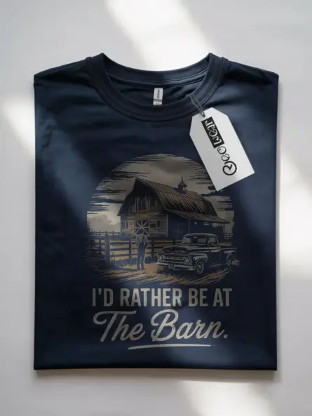Navy Shirt Front – I’d Rather Be at The Barn – barn life t-shirt