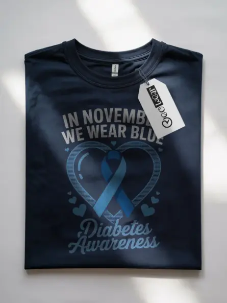Empowering In November We Wear Blue Shirt – Diabetes Tee - Image 10