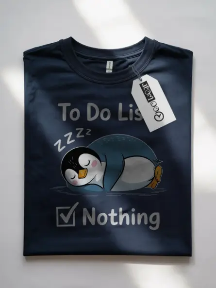 Lazy Penguin T-Shirt for Introverts – “To Do List: Nothing” Funny Cartoon Shirt - Image 7
