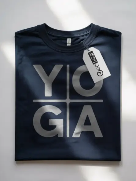 Minimalist Yoga Shirt – Bold Grid Logo Tee for Wellness Brands - Image 7