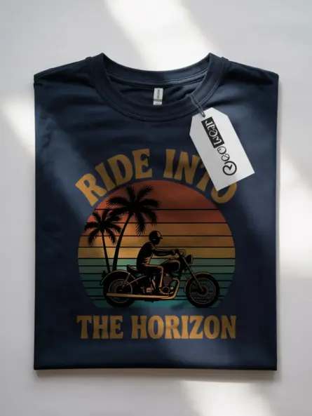 Motorcycle Sunset T-Shirt Ride Into The Horizon - Image 7