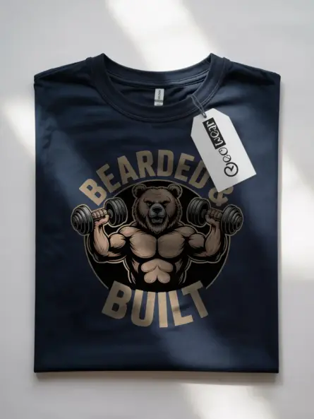 Muscle Bear T-Shirt – Bearded and Built Funny Gym Graphic Tee - Image 7