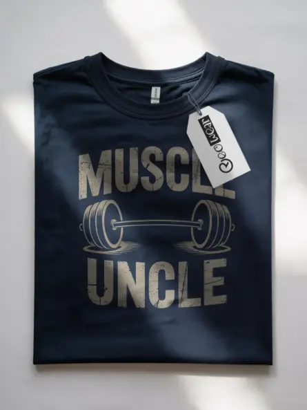 Muscle Uncle T-Shirt – Vintage Barbell Gym Tee for Fitness Lovers - Image 7