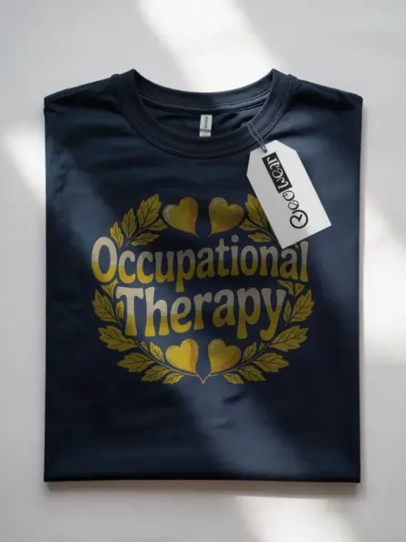 Navy shirt flat lay – unique OT student shirt – occupational therapy student shirt