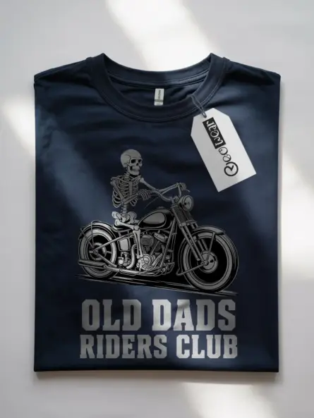 Legendary Old Biker T-Shirt – Skeleton Chopper Dad Riders Club Graphic - Image 7