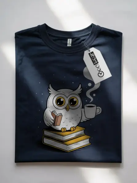Owl Reading Shirt – Enchanting Graphic Tee for Night Book Lovers - Image 7