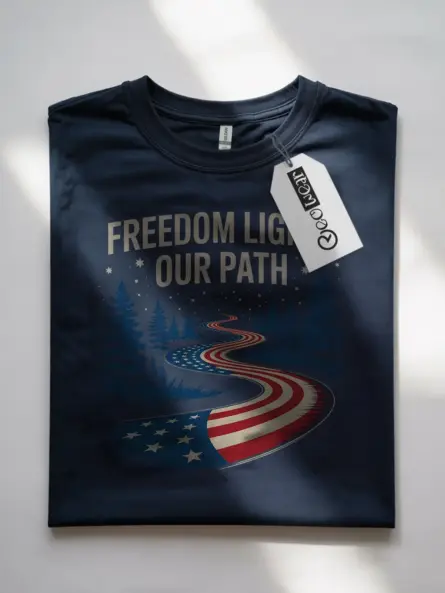 Powerful Patriotic American Flag Forest T-Shirt – Freedom Lights Our Path - Image 7