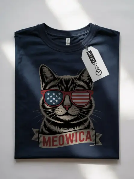 Bold Patriotic Cat Shirt – Meowica Graphic Tee for July 4th - Image 7