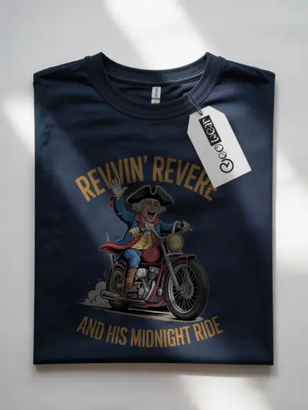Bold Patriotic Motorcycle T-Shirt – Funny Revere Ride Graphic - Image 7