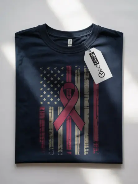 Navy – Distressed flag breast cancer awareness shirt Navy edition
