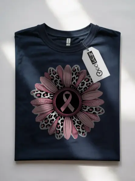 Pink Sunflower Breast Cancer Shirt – Stunning Floral Awareness Tee - Image 7