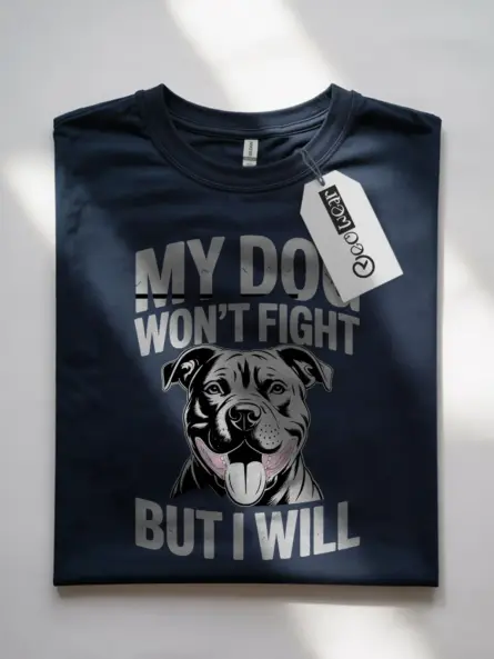 Bold Pitbull Protection Shirt – My Dog Won’t Fight But I Will Tee - Image 4