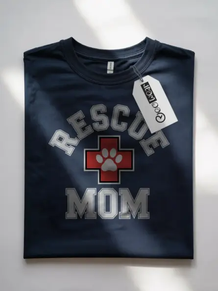 Bold Rescue Mom T-Shirt – Varsity Style Dog Lover Apparel - Image 4