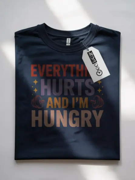 Retro Gym Motivation T-Shirt – Everything Hurts and I’m Hungry - Image 7