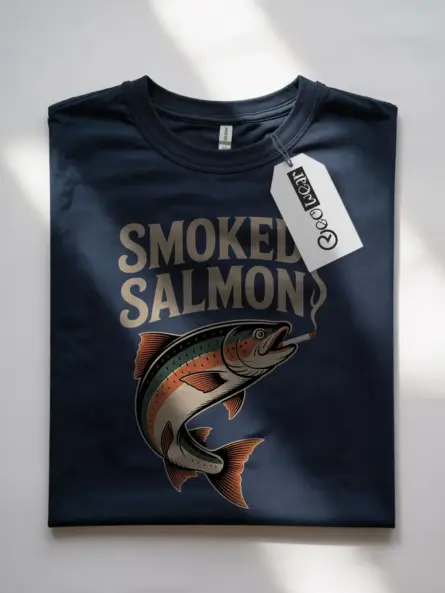 Smoked Salmon T-Shirt – Bold Vintage Tattoo Graphic Tee for Seafood Fans - Image 7