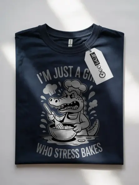 Funny Stress Baking Shirt for Women – Cute Alligator Cartoon Tee - Image 7