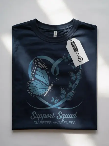 Support Squad Diabetes Shirt – Blue Ribbon Butterfly Tee - Image 10