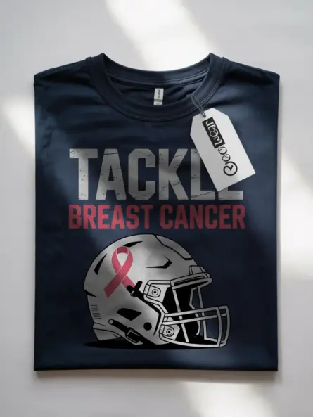 Tackle Breast Cancer Shirt – Bold Vintage Football Power Tee - Image 7
