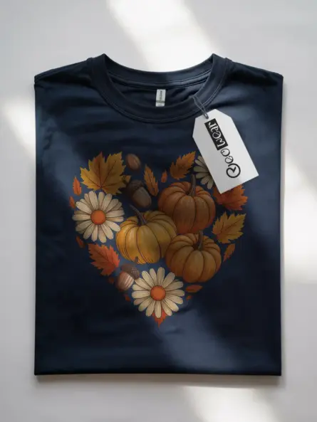 Thankful Heart Shirt – Cozy Autumn Graphic Tee with Pumpkin & Leaf Art - Image 7