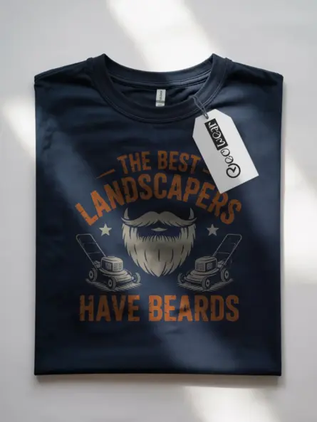 Landscaper T Shirt – Funny Beard Lawn Mowing Graphic Tee for Men - Image 7