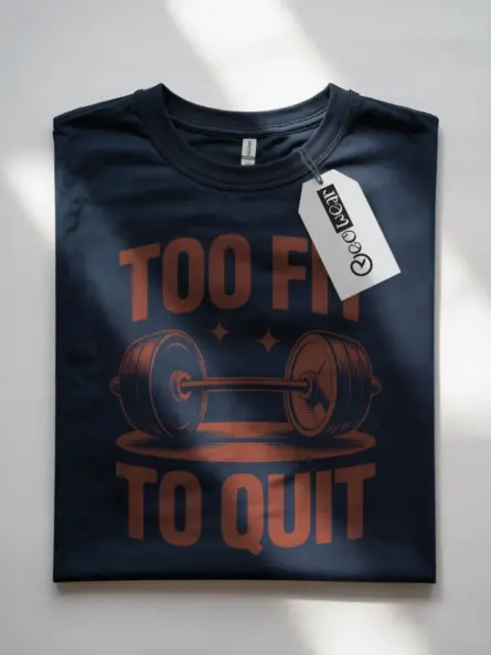 Too Fit To Quit T-Shirt | Retro Barbell Gym Motivation Tee - Image 7