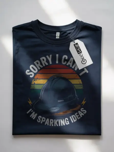 Vintage Electrician Hard Hat T-Shirt - Image 7