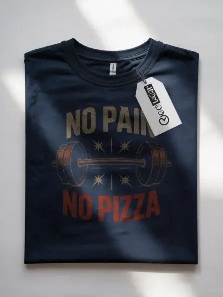 Vintage Motivational Gym T-Shirt – No Pain No Pizza Barbell Design - Image 7