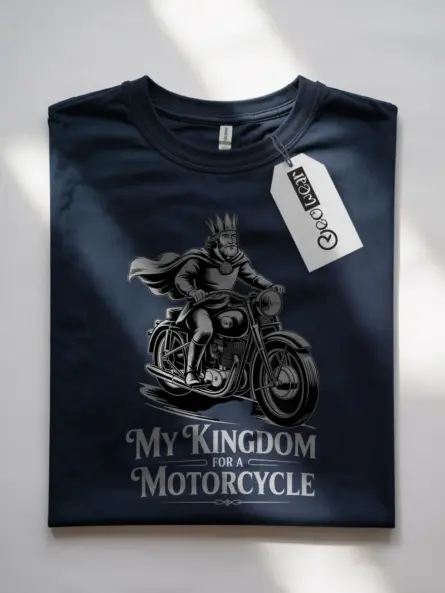 Epic Vintage Motorcycle T-Shirt – Bold “My Kingdom for a Motorcycle” Design - Image 7